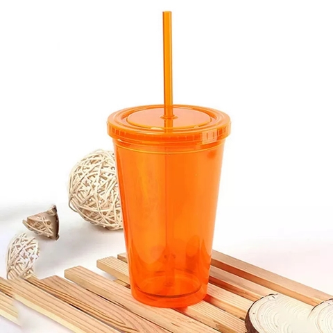 Ly nhựa PP kèm ống hút tiện lợi 12oZ,/16oZ/22oZ