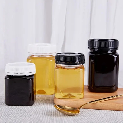 Hũ PET vuông đựng thực phẩm, hũ đựng mật ong