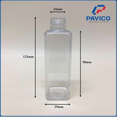Chai PET 120ml/ Chai PET trong vuông  bao bì mỹ phẩm dầu gội