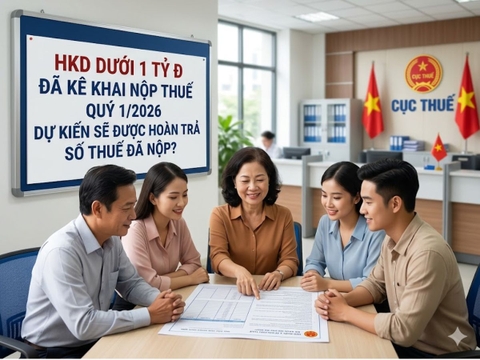 HKD dưới 1 tỷ đã kê khai nộp thuế Quý 1/2026 dự kiến sẽ được hoàn trả số thuế đã nộp?