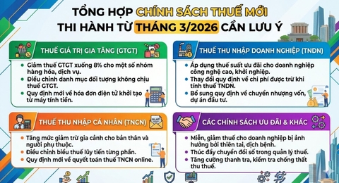 Tổng hợp chính sách thuế mới thi hành từ tháng 3/2026 cần lưu ý
