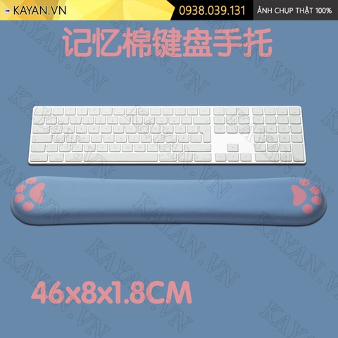 Kê tay đệm cao su non 36x8cm Chân mèo Xanh dương KETAY-CHANMEOXANH-36X8