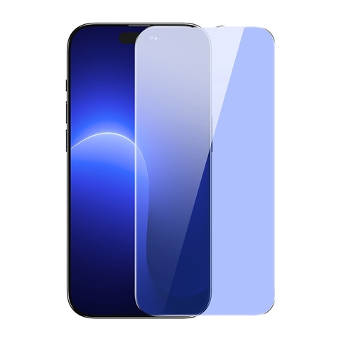 Kính Cường Lực Siêu Bền Baseus All-glass Anti Blue-ray Tempered Glass EasyStick Film 0.3mm iP14 (Pack of 2)