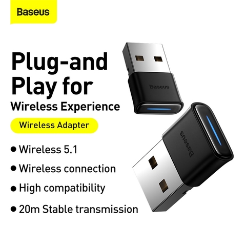 Bộ chuyển đổi Bluetooth mini Baseus BA04 USB (Bluetooth CSR 5.0 , 20m, Wireless Audio Transmission Adapter for Laptop/ Smartphone/ Tablet)