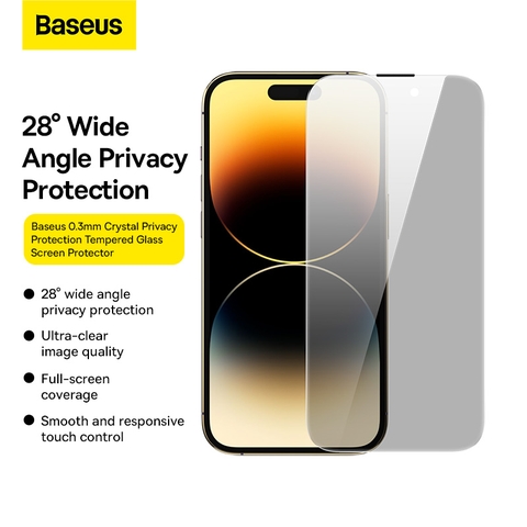 Kính Cường Lực Chống Nhìn Trộm Baseus 0.3mm Crystal Privacy Protection Tempered Glass Screen Protector with Dust Filter for iP 12 (Bộ 1 kính)