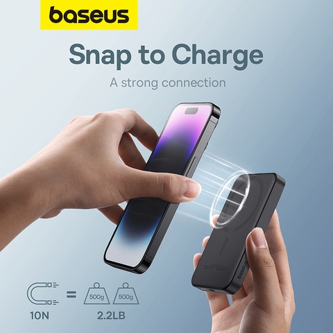 Sạc Dự Phòng Không Dây OS-Baseus Magnetic Mini Wireless Fast Charge Power Bank 5000mAh 20W (Kèm cáp C to C, 20V-3A, 30cm)