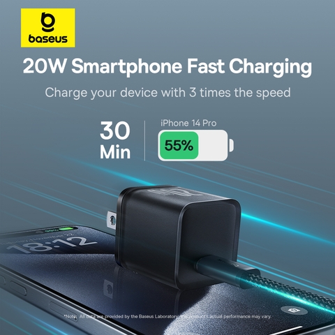 Cốc Sạc Nhanh Baseus GaN5S 20W 1 Cổng Type-C | Sạc Nhanh PD Cho iP, Nhỏ Gọn