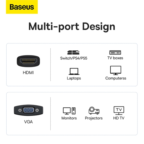 Hub Chuyển Đổi Kết Nối Baseus Lite Series Adapter HDMI to VGA