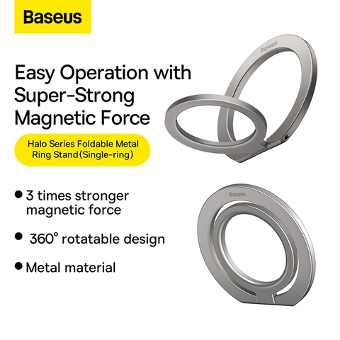 Giá Đỡ Vòng Kim Loại Có Thể Gập Lại MagSafe Baseus Halo Series Foldable Metal Ring Stand Cho iPhone 13/12 Series, Hút nam châm, Dùng cho phụ kiện MagSafe Apple)