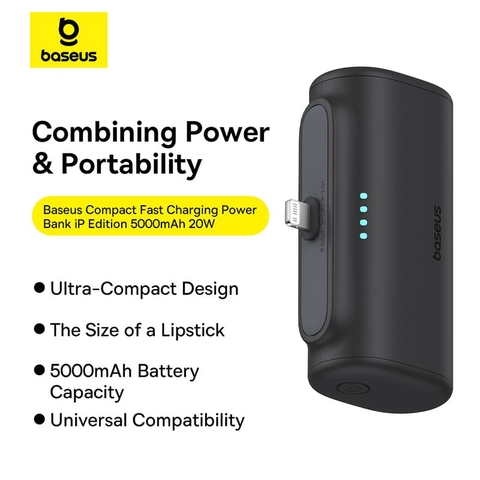 Sạc Dự Phòng Baseus 5000mAh 20W | Cắm Trực Tiếp Cổng Ln, Nhỏ Gọn, Sạc Nhanh PD