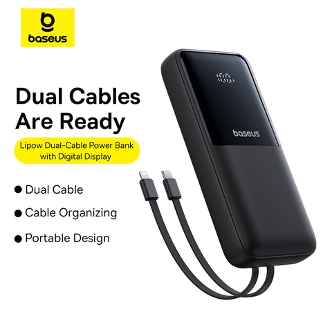 Sạc Dự Phòng Ultra-Fast Dual-Cable Power Bank with Digital Display 22.5W