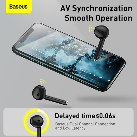 Tai nghe không dây W04 Baseus Encok True Wireless Earphones (TWS, Wireless charger, Earbuds Mini, New Model 2022)