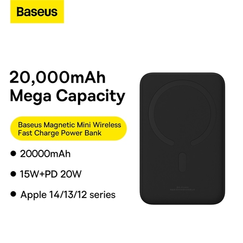 Pin Dự Phòng Không Dây Tích Hợp Nam Châm OS-Baseus Magnetic Mini Wireless Fast Charge Power Bank 20000mAh 20W (Kèm cáp C to C, 20V/3A, 30cm)