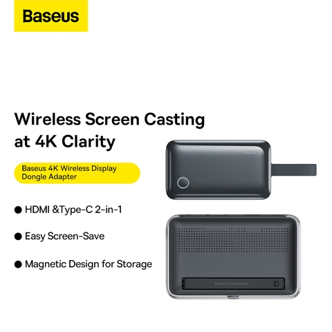 Hub chuyển đổi Baseus 4K Wireless Display Dongle Adapter Grey