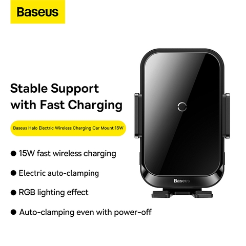 Bộ Đế Giữ Điện Thoại Tích Hợp Sạc Không Dây Baseus Halo Electric Wireless Charging Car Mount 15W