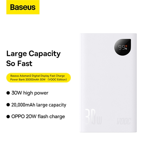 Pin Sạc Dự Phòng OS-Baseus Adaman2 Digital Display Fast Charge Power Bank VOOC Edition 20000mAh 30W (Kèm cáp sạc USB to C, 3A, 0.3m)