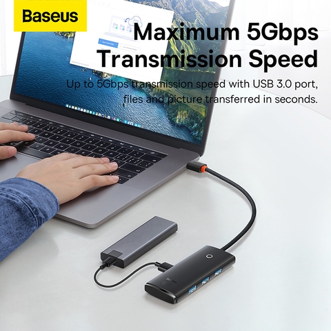 Hub Mở Rộng Kết Nối OS-Baseus Lite Series 4-Port Type-C HUB Adapter (Type-C to USB 3.0*4)