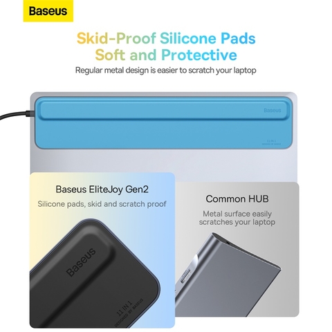 Hub Chuyển Đổi Baseus EliteJoy Gen2 Kiêm Giá Đỡ Laptop | Tùy Chọn 11/12 Cổng, Sạc Nhanh PD 100W