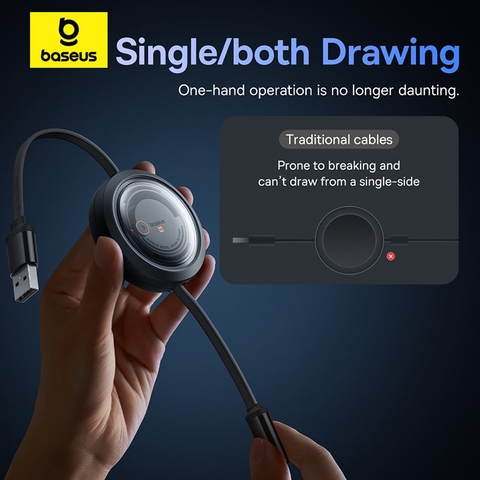 Cáp sạc Đa Năng Baseus Free2Draw Retractable Crystal Fast Charging Data Cable USB to M+L+C 3.5A