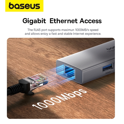 Hub Chuyển Đổi Baseus PortalJoy 4 trong 1 | Cổng Mạng LAN Gigabit & 3 Cổng USB 3.0