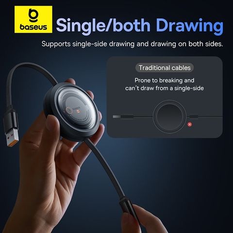 Cáp Sạc Đa Năng Baseus Free2Draw Retractable Crystal Fast Charging Data Cable USB to M+L+C 100W