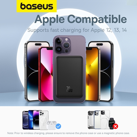 Sạc Dự Phòng Không Dây OS-Baseus Magnetic Mini Wireless Fast Charge Power Bank 5000mAh 20W (Kèm cáp C to C, 20V-3A, 30cm)