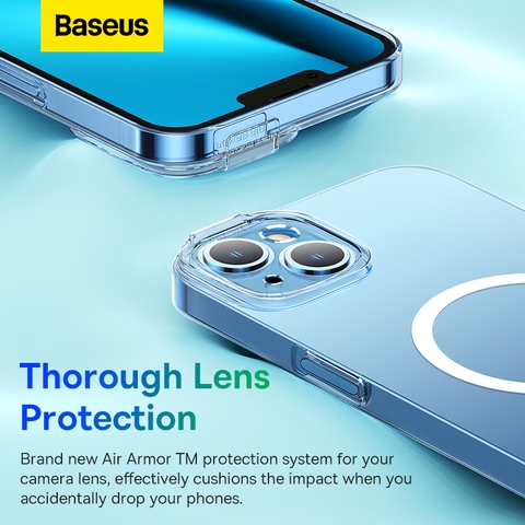 Ốp lưng nhựa viền cứng hỗ trợ sạc từ tính Baseus Crystal Series Magnetic Case For IP 14