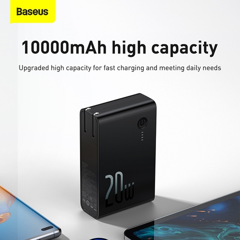 Cốc sạc nhanh kiêm pin sạc dự phòng Baseus Power Station 2 Power Bank Adaptor 10000mAh 20W PD/QC3.0 (10000mAh , Type C/USB Quick Charge,Travel Charger & Powerbank )