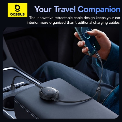 Cáp Sạc Đa Năng Baseus Free2Draw Retractable Crystal Fast Charging Data Cable USB to M+L+C 100W