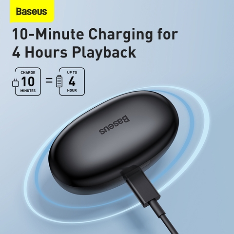 Tai Nghe TWS Baseus W11 Sạc Không Dây | Thiết Kế Bám Tai, Chống Mồ Hôi, Sạc Nhanh