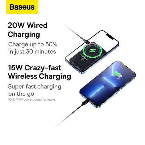Pin Sạc Dự Phòng Không Dây Baseus Magnetic Bracket Wireless Fast Charge Power Bank 10000mAh 20W (With Baseus Xiaobai fast charging Cable C to C 60W 50cm)