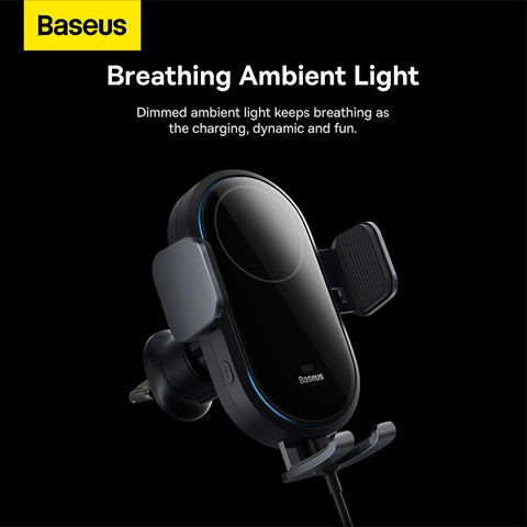 Giá Đỡ Điện Thoại Ô Tô Baseus LightChaser | Kẹp Tự Động, Sạc Không Dây 15W