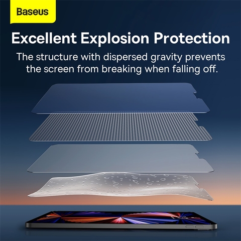 Kính cường lực Baseus 0.3mm All-Tempered-Glass Screen Protector for Pad 10 (2022) 10.9-inch, Clear (With cleaning kit and installation tool)