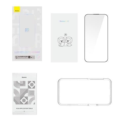 Kính cường lực Baseus 0.3mm Glare Repelling Full-Coverage HD Tempered Glass Screen Protector for iP 13/13 Pro/14, Clear