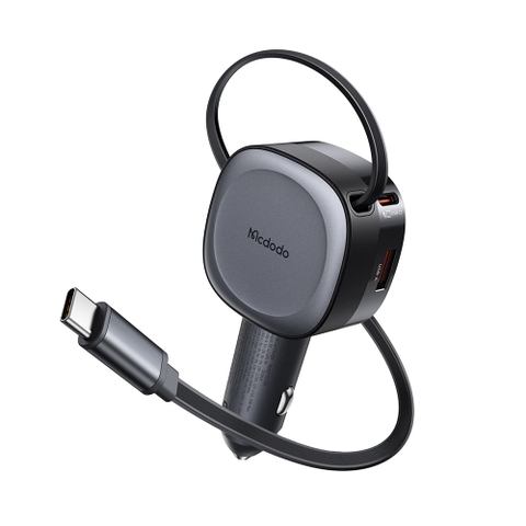 Tẩu Sạc Mcdodo FreeGo 75W USB + Type-C | Kèm Dây Type-C Rút Gọn, Sạc Nhanh Laptop Điện Thoại