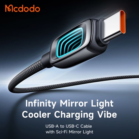 Cáp Sạc Mcdodo Vision Sci-Fi USB to Type-C 6A | Hiệu Ứng LED 3D, Đầu Hợp Kim Kẽm