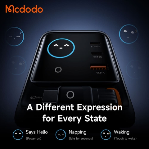 Trạm Sạc Mcdodo FreeGo Pro 100W | Kèm Cáp Tự Cuốn Type-C, Màn Hình LED Thông Minh, 3 Cổng Sạc