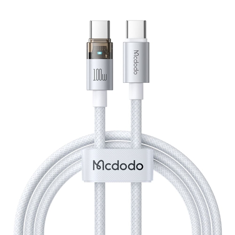 Cáp Sạc Nhanh Mcdodo Type-C to Type-C 100W Transparent Cable with Charging Light