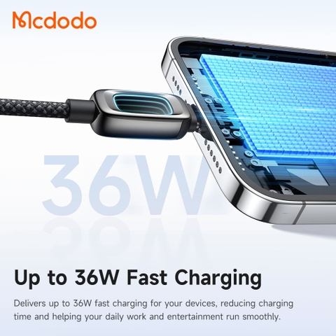 Cáp Sạc Mcdodo Vision Sci-Fi Type-C to Ln 36W | Hợp Kim Kẽm, Đèn LED 3D
