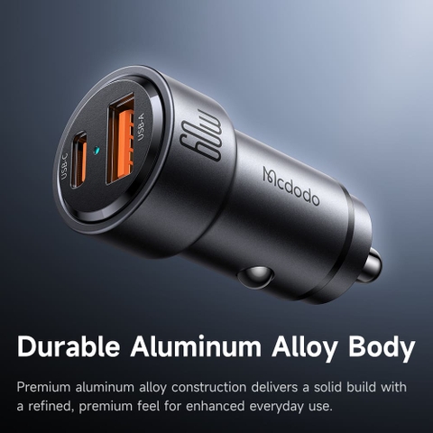 Tẩu Sạc Nhanh Ô Tô Mcdodo NeoEco 60W | 2 Cổng (Type-C & USB), Hỗ Trợ Sạc Nhanh SFC 2.0 45W, Nhỏ Gọn