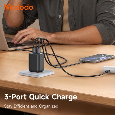 Cốc Sạc Nhanh Mcdodo Gana Mini 100W | 3 Cổng Sạc, Sạc Nhanh Laptop Điện Thoại, 2Type-C + USB