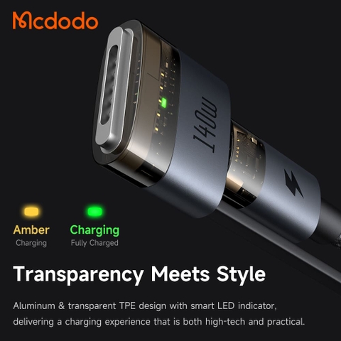 Cáp Sạc Mcdodo Luma 2 In 1 Type-C to Type-C & Magsafe3 | 240W/140W, Chiều Dài 2m