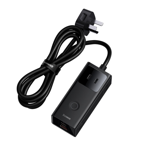 Cốc sạc nhanh 40W Baseus PowerCombo Digital PowerStrip 6IN1 ( 3 AC + 2 Type C +USB )