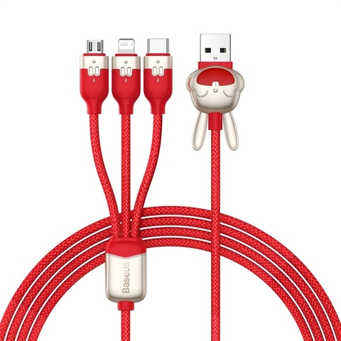 Cáp Sạc Nhiều Đầu Hình Con Giáp Tết 2023 Baseus Chinese Zodiac Series Fast Charging Data Cable (Year of the Rabbit) USB to M+L+C 3.5A