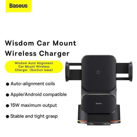 Bộ Đế Giữ Điện Thoại Tích Hợp Sạc Không Dây Baseus Wisdom Auto Alignment Car Mount Wireless Charger（QI 15W)