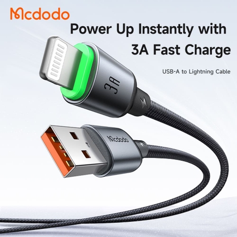Cáp Sạc Mcdodo Cab Luma 3A USB to Ln | Có Đèn LED Báo Sạc Xanh