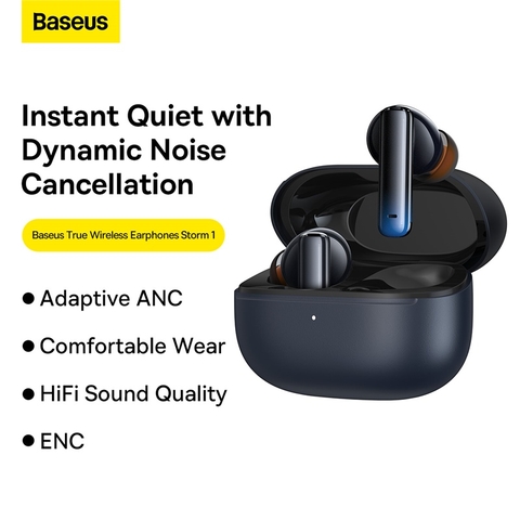Tai Nghe Bluetooth Chống Ồn Thông Minh Baseus Storm 1 ANC TWS Earphones ( Bluetooth 5.2 , GPS - APP Control, Super Fast charge, Nearly No-delay, Hifi & HD Stereo Gaming Earbuds )