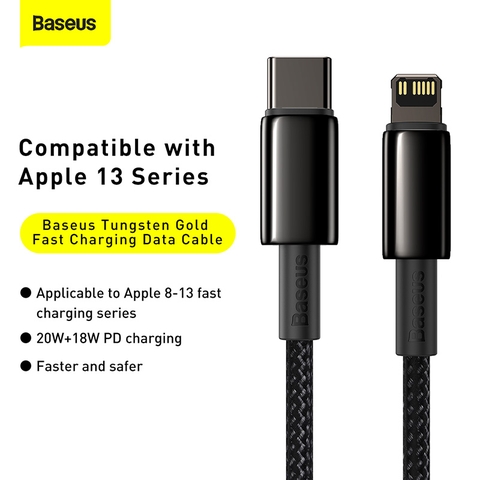 Cáp sạc nhanh, siêu bền C to Lightning 20W Baseus Tungsten Gold dùng cho iPhone 12/ iP11 Series/ iPXS Max (20W, Fast Charging & Data Cable)