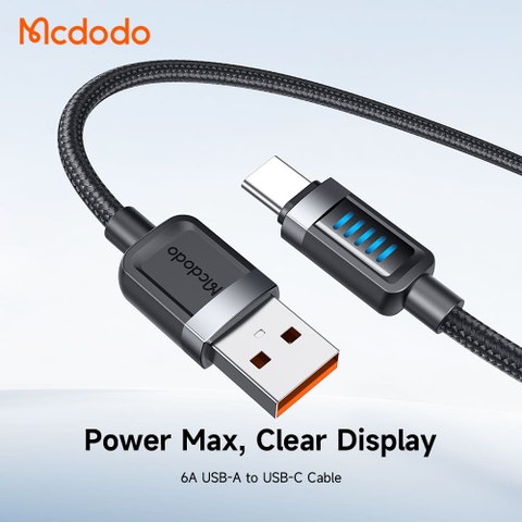 Cáp Sạc Mcdodo Cab Vision USB to Type-C 6A | Đèn LED Độc Đáo, Chống Đứt Gãy
