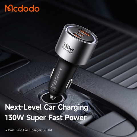 Tẩu Sạc Nhanh Mcdodo Gana 90W/130W | 2 Type-C + USB, Vỏ Kim Loại, Hỗ Trợ SFC 2.0